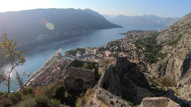 View from Fortifications of Kotor, fortress of St. John (St. Ivan), Montenegro