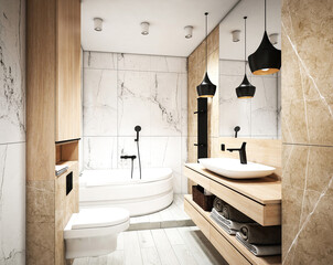Mdern white Interior of a bathroom - 392766815