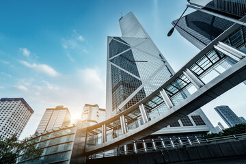 Street View of Hong Kong and glass of skyscrapers