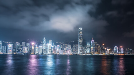 Fototapeta na wymiar Hong Kong Architectural Landscape skyline night view
