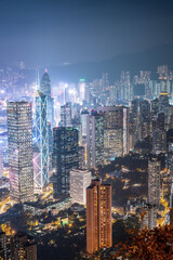 Hong Kong Architectural Landscape skyline night view