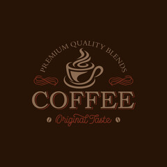 Coffee shop logo design template. Retro coffee emblem. Vector art.