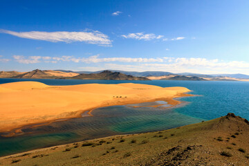 Fototapeta na wymiar The spectacular shots of Mongolian lakes.