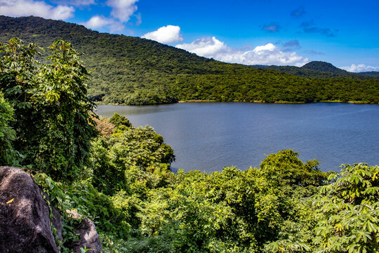 Looking over the Tops of the Canopy of Trees across the Lake to the Other Side of Zapatera Island outside of Granada, Nicaragua 