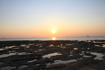 sunset time in Livorno sea-side , Italy