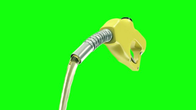 4K Animation of Refueling Gun with Pouring Petrol on Green Screen