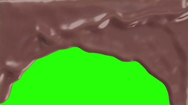 Melted Milk Chocolate flows from the surface on Green Screen or Chroma Key background