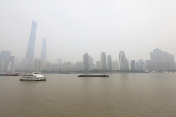 Fototapeta premium Shanghai Bund in Haze, Shanghai City, China