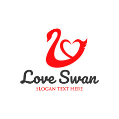 Love Swan Logo Vector Illustration., Love Swan Logo Design Vector illustration template