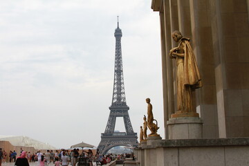  Eiffel Tower perspective from golden statues, Paris