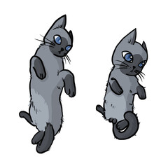 a fluffy cat lying on the floor in comfort. Cartoon style illustration.