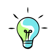 The lamp line icon or logo idea lamp icon flat style - stock vector illustration