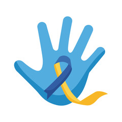 Obraz premium down syndrome campaign ribbon in hand flat style icon
