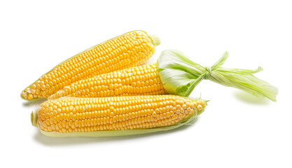 Fresh corn cobs on white background