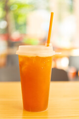cup of fresh lemon tea in a restaurant vertical composition
