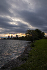 cloudy sunset over the river