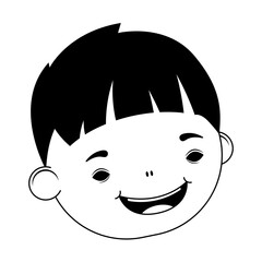 happy little boy head character line style