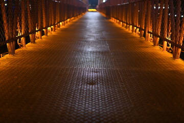 light along the walking path in the night time