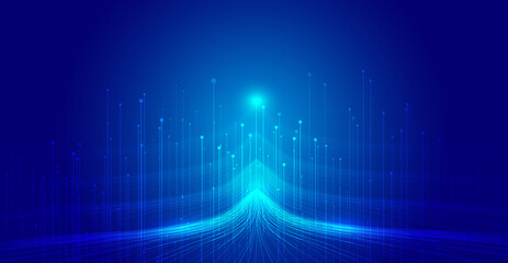 The luminous line that radiates upward, Internet science and technology big data background
