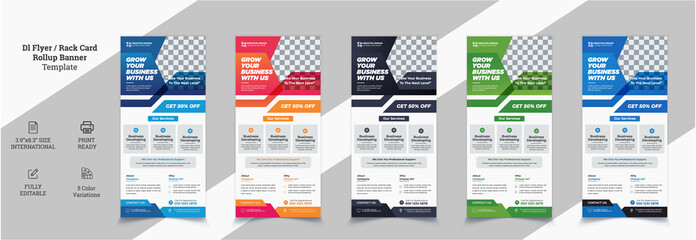 Creative Modern Corporate DL Flyer Design. DL Flyer design. Pink business template for dl flyer. Layout with modern circle photo and abstract background. Creative flyer or brochure concept.Roll up ban