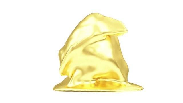 Chocolate Easter Egg Pouring by Melt Gold on white and Green Screen or Chroma Key background. Happy Easter Concep