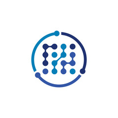 abstract digital tech circular shape vector icon