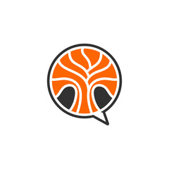 modern abstract simple bubble chat tree vector icon