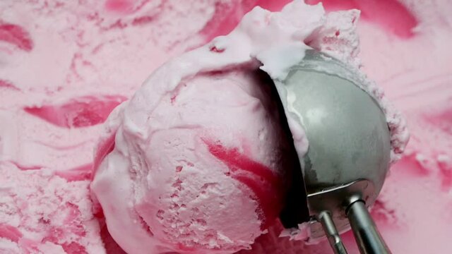 Top view Texture flavored ice cream Strawberry.