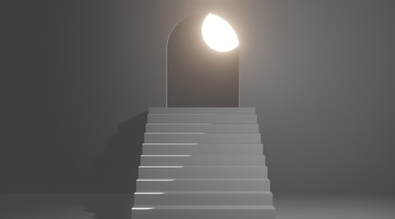 Staircase to the moon. 3d rendering