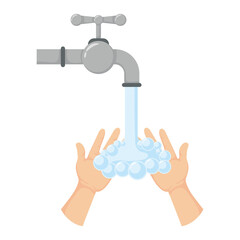 hands human washing with water and faucet