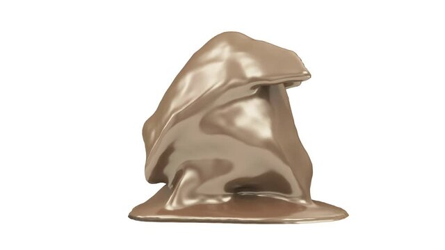 Milk Chocolate is Poured on a Golden Easter Egg on white and Green Screen or Chroma Key background. Happy Easter Concep