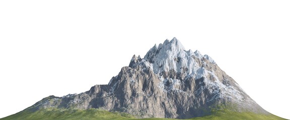 Snowy mountains Isolate on white background 3d illustration - 392775256