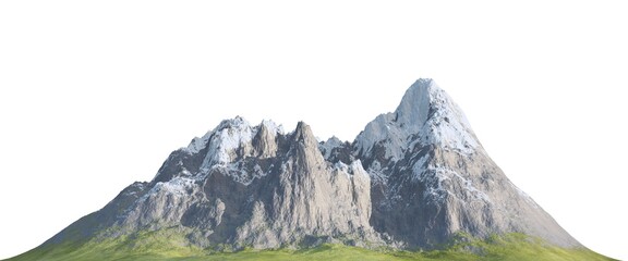 Snowy mountains Isolate on white background 3d illustration - 392775476