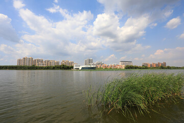 Naklejka premium Waterfront City Scenery, North China