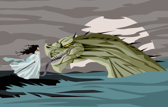 andromeda chaandromeda chained to a rock and cetus greek mythology monster