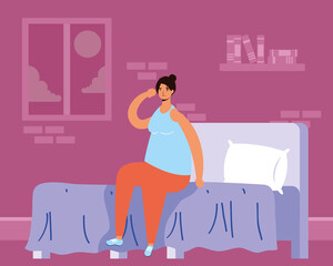 woman suffering from insomnia character