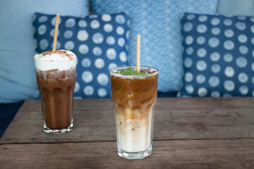 Coffee glass decorated with fern leaf