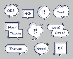 ドット柄のあるポップな吹き出し素材セット