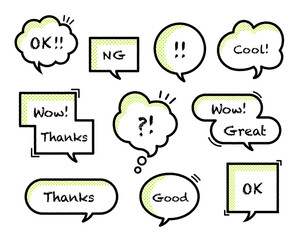 ドット柄のあるポップな吹き出し素材セット