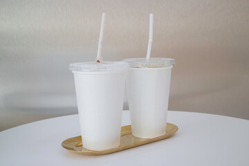 White paper of iced coffee cup