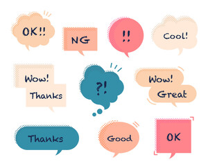 ドット柄のあるポップな吹き出し素材セット