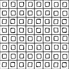 Seamless pattern. Grid and squares, hand drawn. Shades of gray.