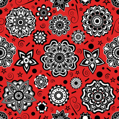 Seamless drawing floral mandala flower vector pattern design