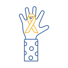down syndrome campaign ribbon in hand human line style icon