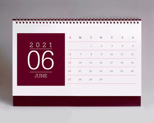 Simple desk calendar 2021 - June