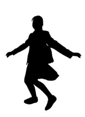 スカートを穿いた女性シルエット