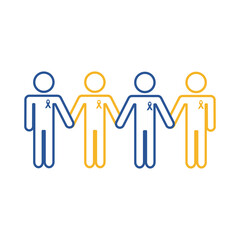 people figures with down syndrome campaign ribbons line style icon
