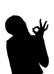 オッケーサイン出す女性シルエット