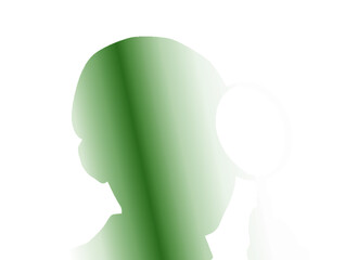 虫眼鏡を見る人シルエット