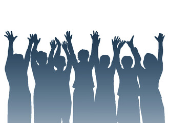 バンザイをする女性達